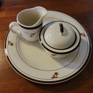 Vtg Permastone Stoneware SAHARA Brown 315 Japan Platter Creamer Crock